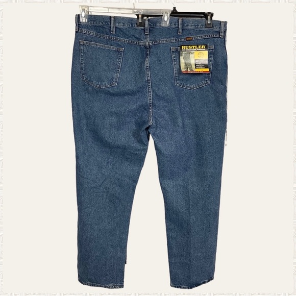 Rustler Extra Rugged Straight Leg Regular Fit Heavyweight Denim Jeans 48 x 30 - Picture 3 of 8